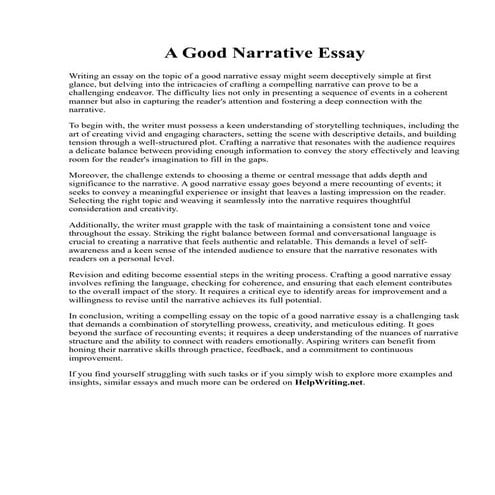 A Good Narrative Essay