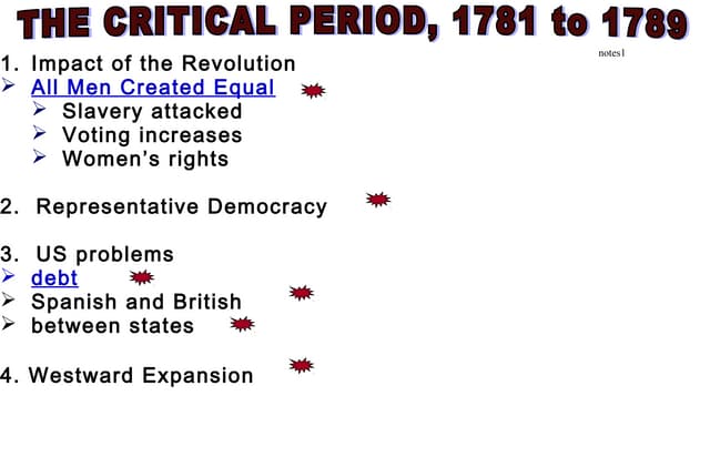The Critical Period 1781-1789