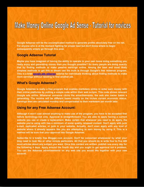 Panduan Lengkap Google AdSense: Mengoptimalkan Pendapatan Anda dengan Tutorial PDF