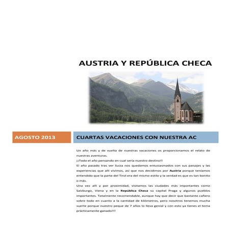 Relato del Viaje en Autocaravana por Austria y la República Checa