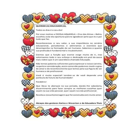 Agradecimento ao professor