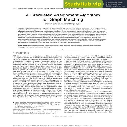 A Graduated Assignment Algorithm For Graph Matching | PDF