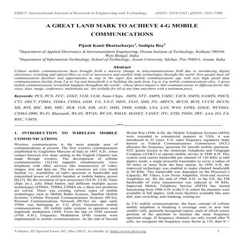 A great land mark to achieve 4 g mobile communications