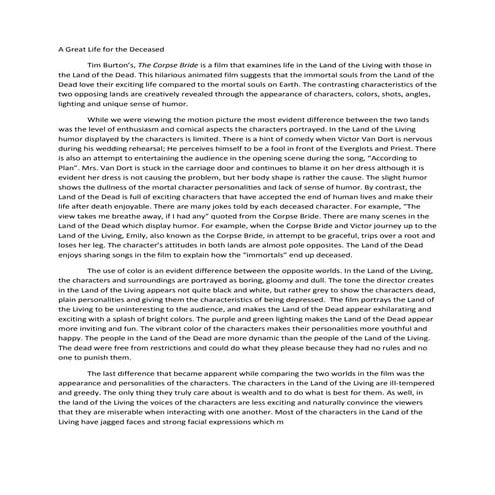 A great life for the deceased