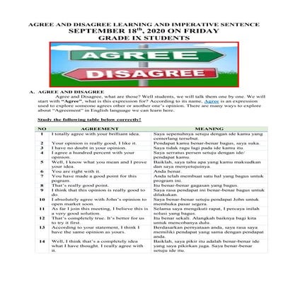 Agree Disagree and Imperative Sentence | PDF