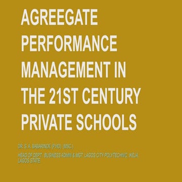 Agreegate performance management in the 21 st century private