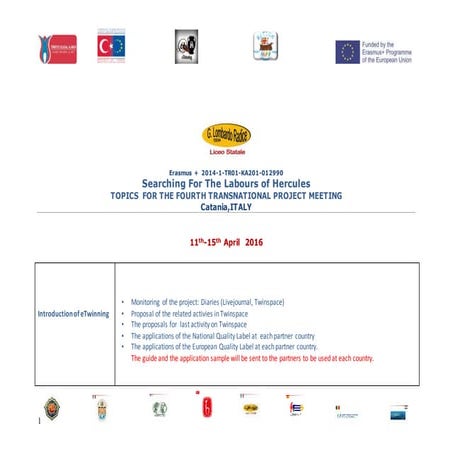 Agreements  for catania meeting 