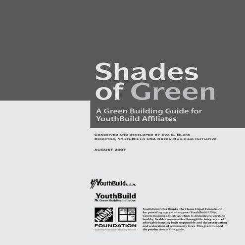 A Green Building Guide for YouthBuild Affiliates | PDF