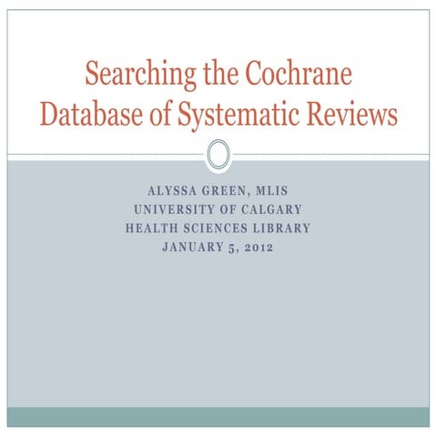 Cochrane Instruction