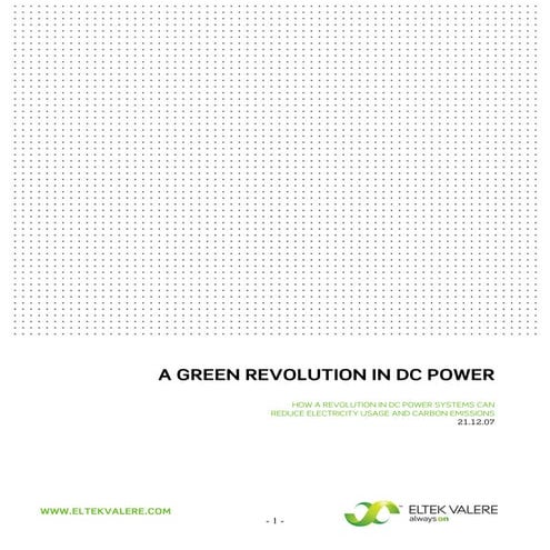 High Efficiency - A Green Revolution In Dc Power