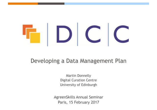 Developing a Data Management Plan