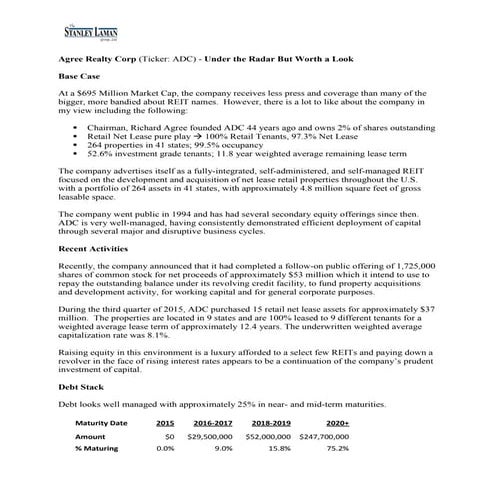 "Agree Realty Corp (Ticker: ADC) - Under the Radar But Worth a Look" - Anothe...