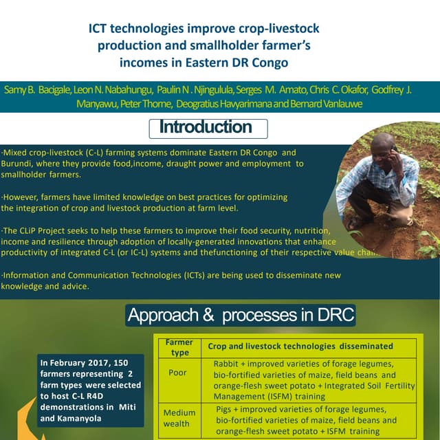 ICT technologies improve crop-livestock  production and smallholder farmer’s  incomes in eastern DR Congo