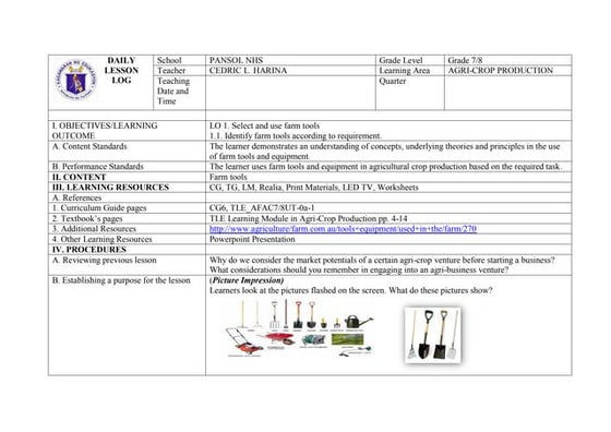 ACP 9 Third Q. lesson 1 Agricultural Crop Production | PPT
