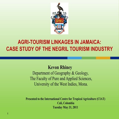 Agri-tourism linkages in jamaica: case study of the negril tourism industry
