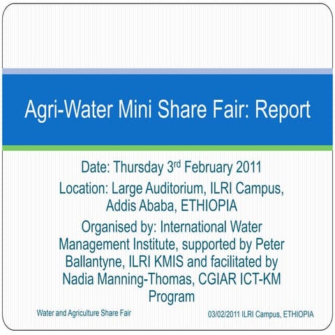 Agri-water mini Share Fair- Overall Report