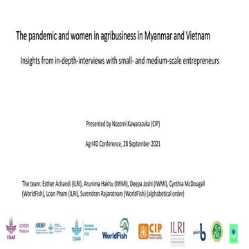 The pandemic and women in agribusiness in Myanmar and Vietnam: Insights from ...