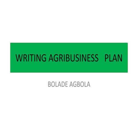Agribusiness business development plan