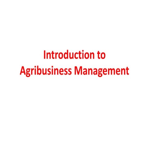 Introduction to Agribusiness Management
