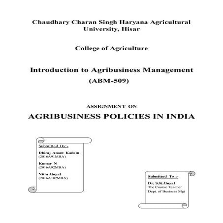 Agribusiness policies in india