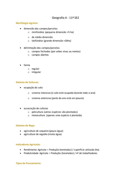 Agricultura 11º ano (exceto PAC)
