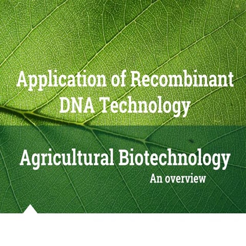 Agricultural biotechnology, overview 