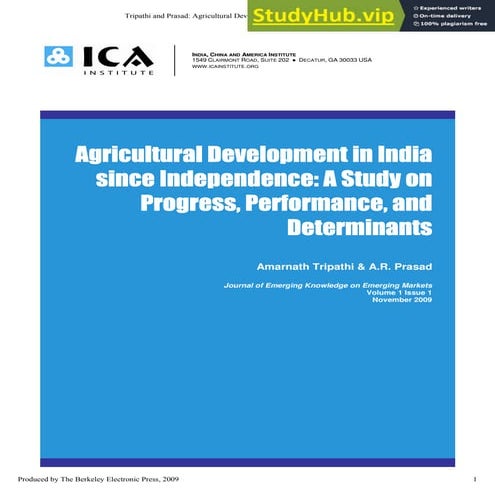 Agricultural Development In India Since Independence | PDF