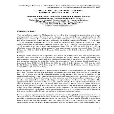 Agricultural engineering in malaysia