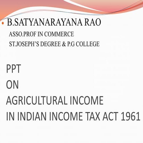 Agricultural income in Indian Income Tax Act 1961