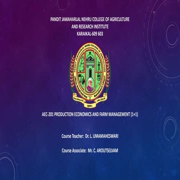 Agricultural production economics  