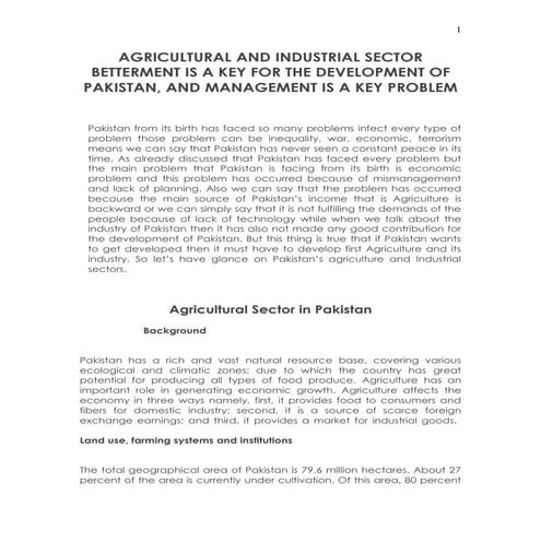 Agricultural sector in pakistan