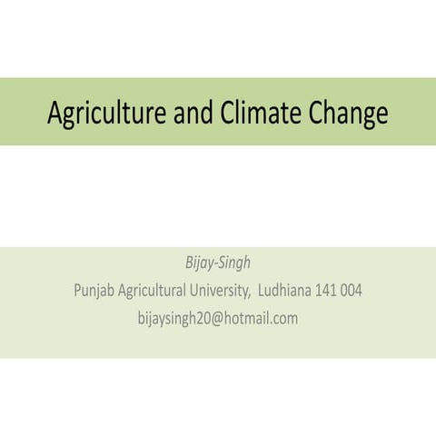 Agriculture and climate change | PPTX