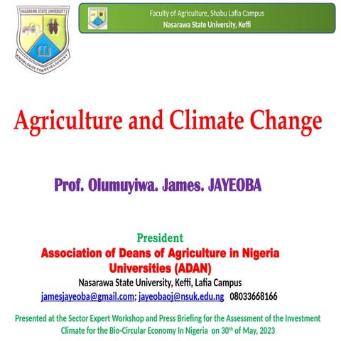 Agriculture and Climate Change in Nigeria | PPTX