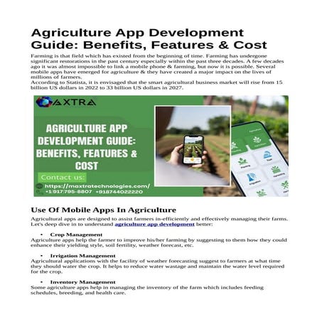 Agriculture App Development Guide: Benefits, Features & Cost | PDF