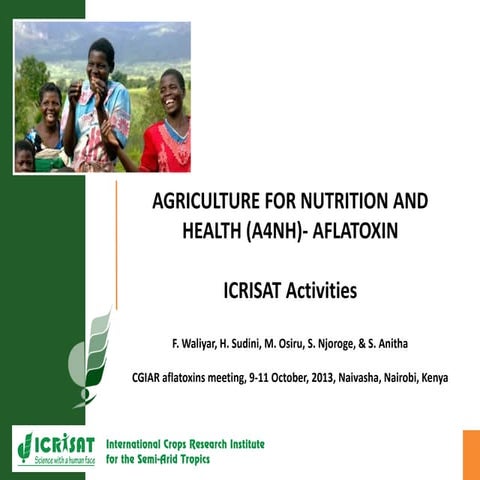 Agriculture for Nutrition and Health (A4NH) - Aflatoxin - ICRISAT activities