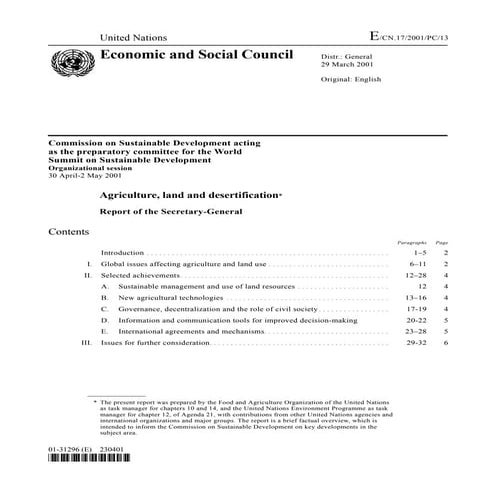 Agriculture, Land and Desertification
