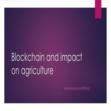 Agriculture on blockchain