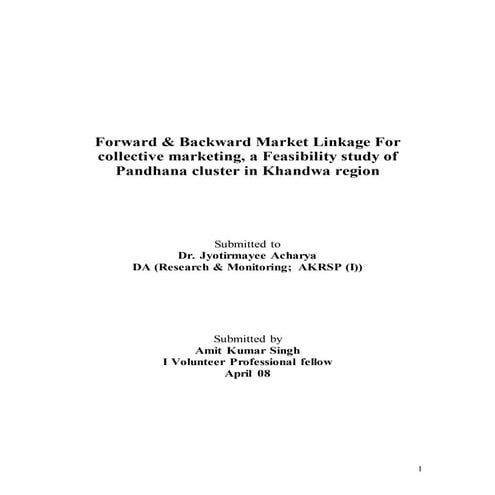 Agriculture produce ROI and Collective Marketing