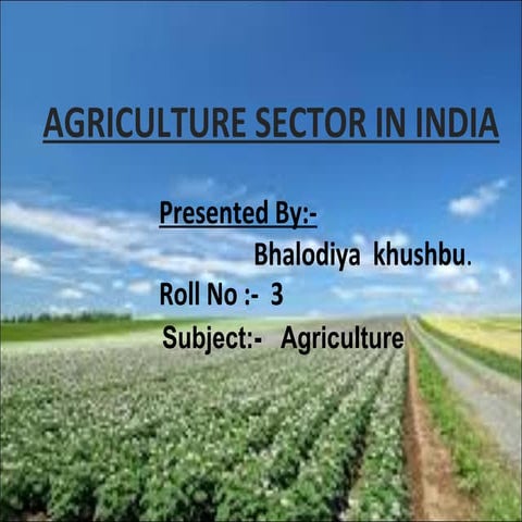 Agriculture sector in india | POT