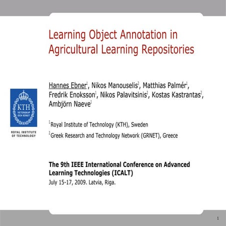 Learning Object Annotation in Agricultural Learning Repositories