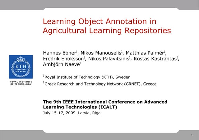 Learning Object Annotation in Agricultural Learning Repositories