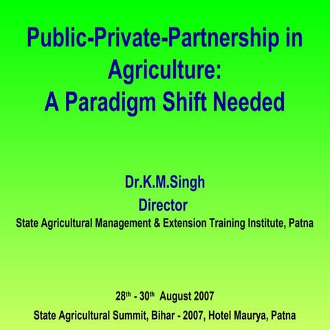 Public Private Partnership in Agriculture | PPT