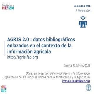 "AGRIS 2.0: datos bibliográficos en...