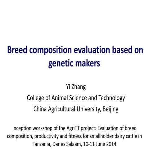 Breed composition evaluation based on genetic makers