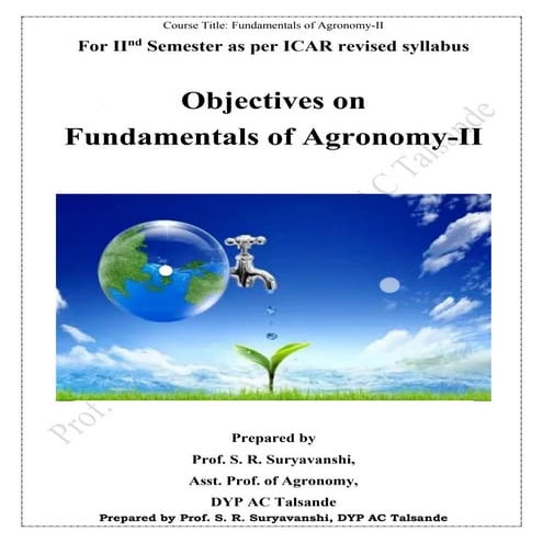 Objectives on Fundamentals of Agronomy-II