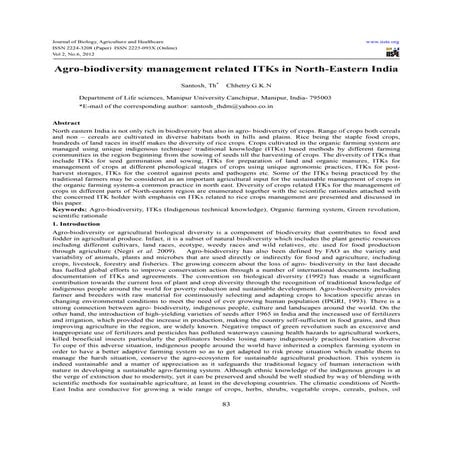 Agro biodiversity management related it ks in north-eastern india