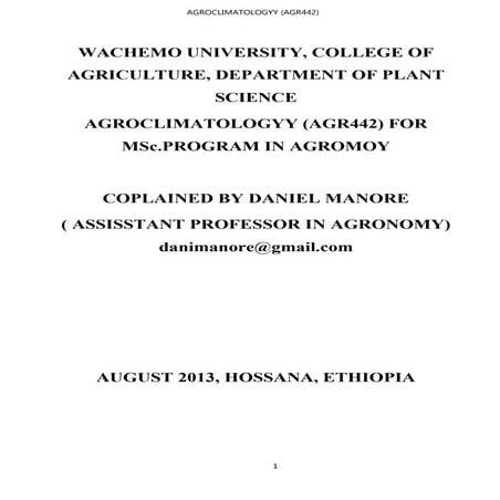 Agroclimatology for agronomy