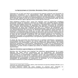La agroecología en Colombia: bondad...