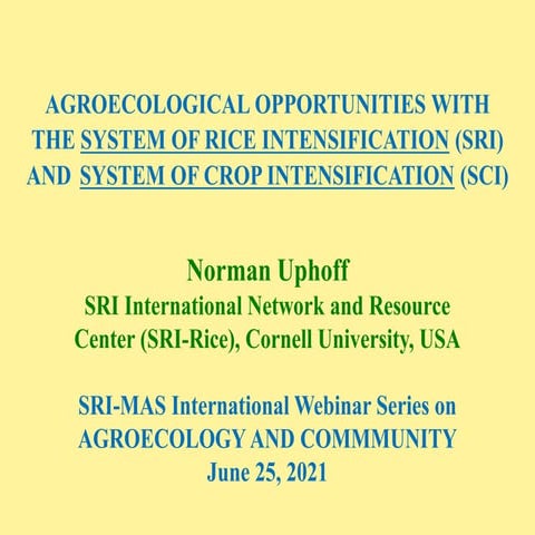 2101 - Agroecological Opportunities with SRI and SCI