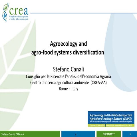 Agroecology and agro-food systems diversification